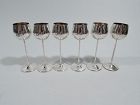 Set of 6 Cartier Midcentury Modern Sterling Silver Cordial Cups