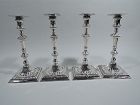 Set of 4 English Georgian Sterling Silver Candlesticks by Coker 1762