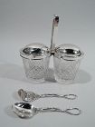 Old Fashioned Hawkes American Sterling Silver & Glass Double Jam Jar