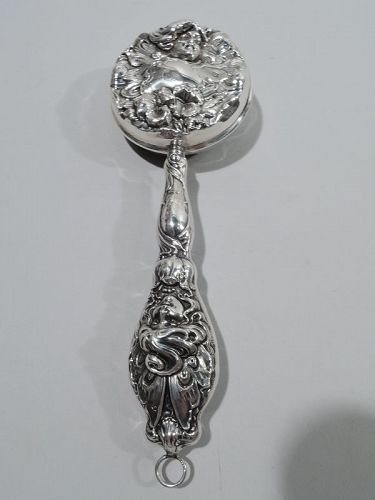 Antique American Art Nouveau Sterling Silver Baby Rattle