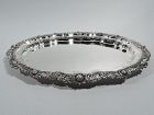 Large Antique American Chrysanthemum Sterling Silver Tray