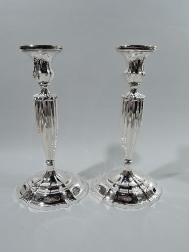 Pair of American Edwardian Sterling Silver Candlesticks by Gorham