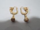Pair of Exquisite Etruscan Revival 18K Gold Ram Head Earrings C 1860