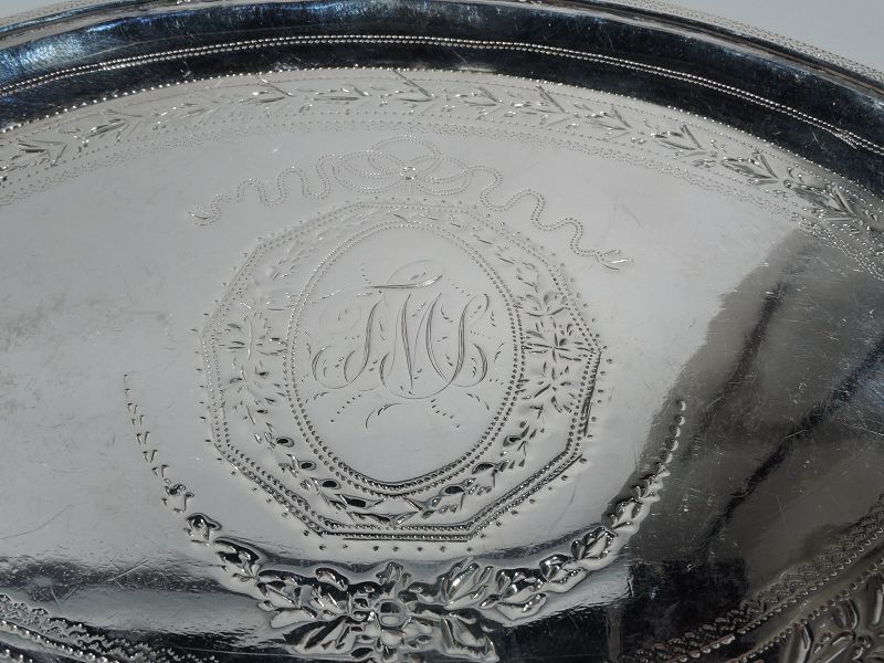 Antique English Georgian Neoclassical Sterling Silver Card Tray 1813