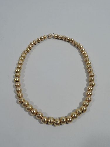 Classic American 14K Gold Bead Necklace C 1920