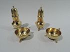 Two Pairs of Tiffany Traditional Gilt Sterling Silver Salts & Peppers