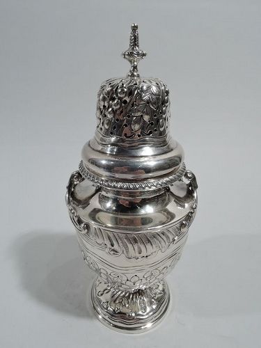 Antique English Edwardian Classical Sterling Silver Sugar Caster