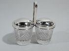 Tiffany Old-Fashioned Sterling Silver and Glass Double Jam Jar