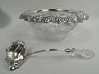 Tiffany Brilliant-Cut Glass & Sterling Silver Punch Bowl with Ladle