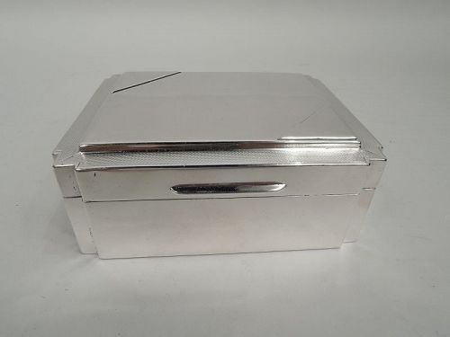 Super Stylish English Art Deco Sterling Silver Box 1930