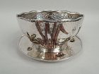 Tiffany Japonesque Mixed Metal Beetle & Dragonfly Sauce Bowl on Stand