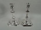 Pair of Tiffany American Colonial Sterling Silver Candlesticks