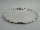 Large Frank W Smith Chippendale Sterling Silver Tray with Piecrust Rim