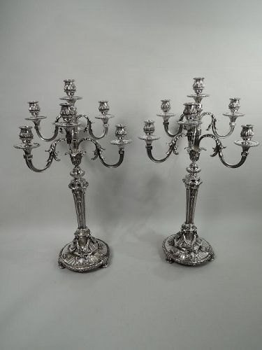 Pair of Magnificent French Neoclassical Silver 7-Light Candelabra