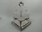 Antique English Georgian Neoclassical Decanter Stand with Bottles 1818