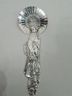 Japanese Silver Novelty Serving Spoon with Parasol-Twirling Geisha