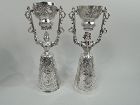 Pair of Antique German Silver King and Queen Marriage Cups