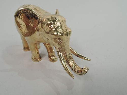 Antique German Silver Gilt Elephant Animal Figure with Upturned Trunk