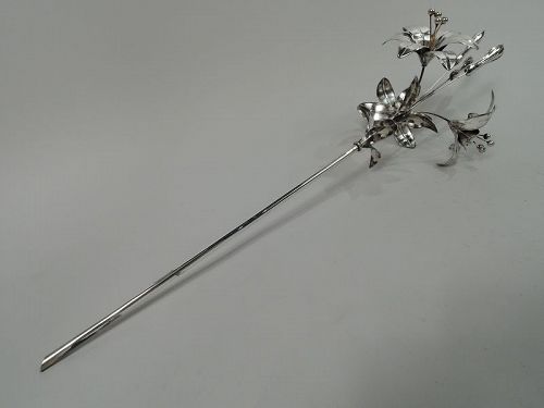 Pretty Antique European Silver Flower Ornament