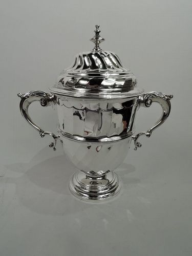 English Neoclassical Sterling Silver Covered Urn Trophy Cup