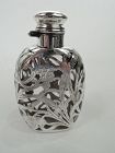 Antique Art Nouveau Silver Overlay Lady’s Medicinal Flask