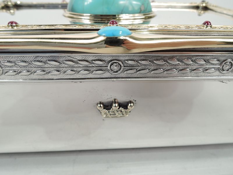 Gorgeous French  Egyptian Revival Silver &amp; Gold Box with Jewels