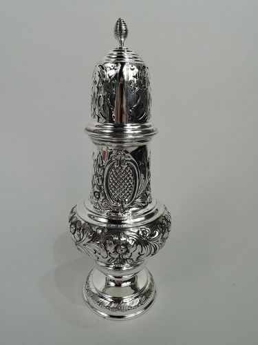 Pretty Antique English Edwardian Georgian Sterling Silver Sugar Caster
