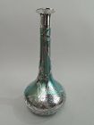 Very Rare Loetz Art Nouveau Vase with Pictorial Swan Silver Overlay
