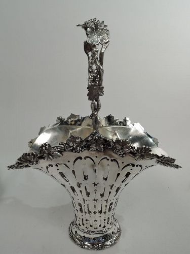 Tiffany Edwardian Sterling Silver Basket with Fruiting Grapevine
