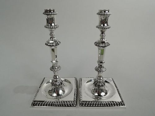 Pair of James Robinson Traditional English Georgian Candlesticks