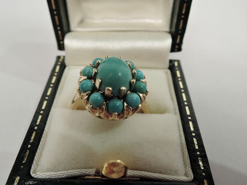 Lovely American Gold and Turquoise Lady’s Ring
