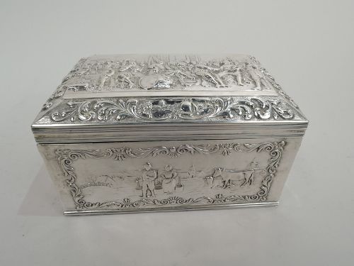 Antique Dutch Silver Box with Celebration of the Peace of Münster