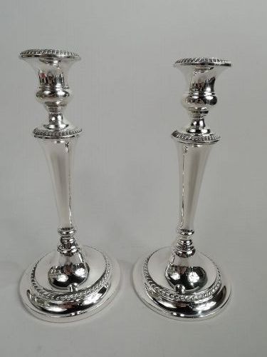 Pair of Gorham Modern Georgian Sterling Silver Candlesticks