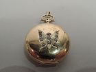 American Edwardian Lady’s Gold Pendant Watch with Diamond Butterfly