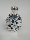 Antique Art Nouveau Blue Silver Overlay Lady’s Medicinal Flask