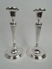 Pair of Tiffany English Neoclassical Sterling Silver Candlesticks