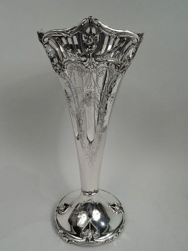 Graff, Washbourne & Dunn Edwardian Regency Sterling Silver Vase