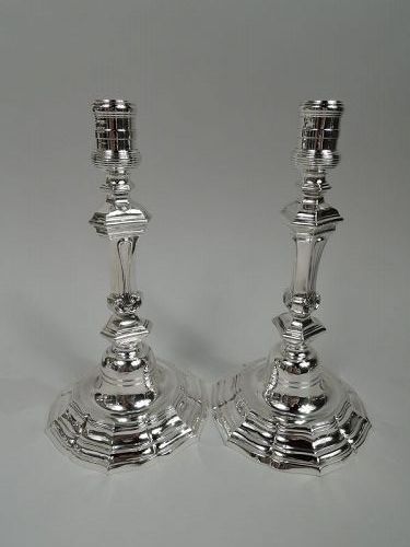 Pair of Antique Tiffany Candlesticks in Portuguese Baroque Style