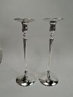 Pair of Shreve Tall & Elegant Sterling Silver Candlesticks