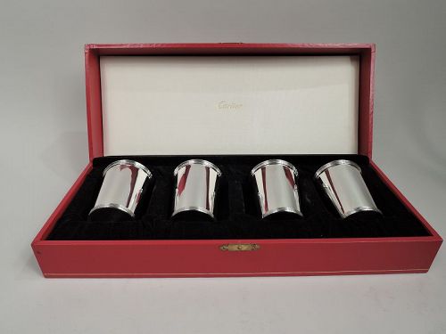 Set of 4 Cartier Sterling Silver Mint Juleps in Leather-Bound Case