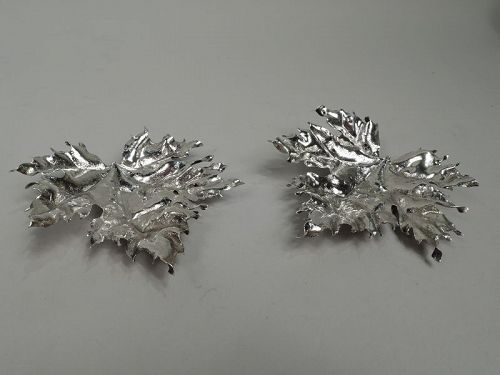 Pair of Buccellati Italian Sterling Silver Leaf Ornaments