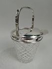 Hawkes Midcentury Modern Sterling Silver and Glass Ice Bucket