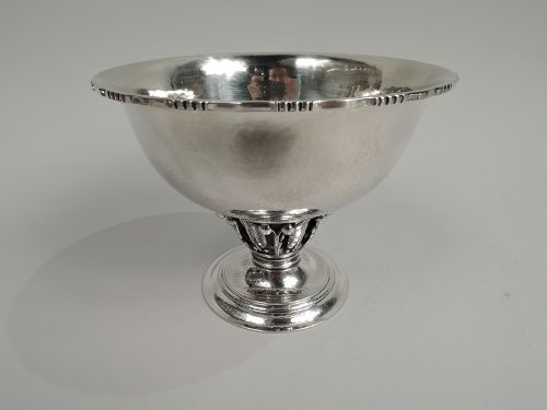 Antique Georg Jensen Small Hand-Hammered Sterling Silver Louvre Bowl