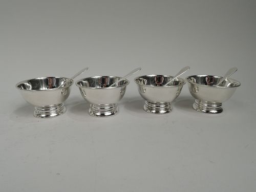Set of 4 International Royal Danish Open Salts with Spoons