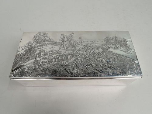 American Edwardian Sterling Silver Riding-to-Hounds Hunting Box