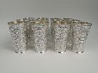 Set of 12 Schofield Baltimore Repousse Sterling Silver Highballs