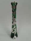 Antique Alvin Art Nouveau Green Silver Overlay Vase