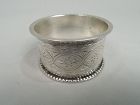 Antique English Victorian Aesthetic Sterling Silver Napkin Ring 1897