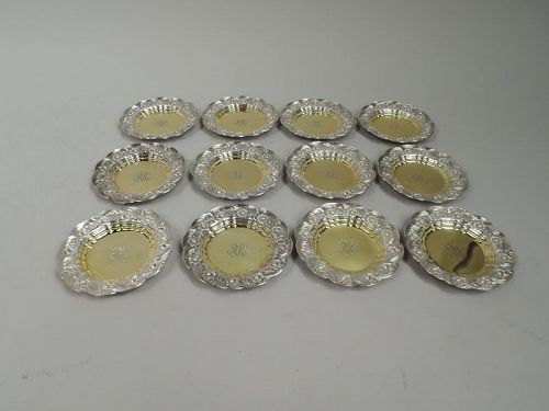 Set of 12 Antique Hard-to-Find Tiffany Chrysanthemum Butter Pats