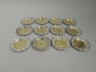Set of 12 Antique Hard-to-Find Tiffany Chrysanthemum Butter Pats